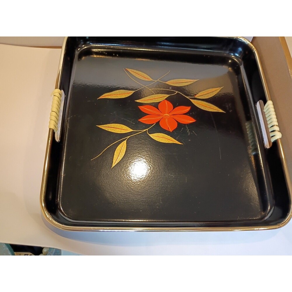 Vintage MCM Otagiri Japan Style Lacquer Square Serving Tary